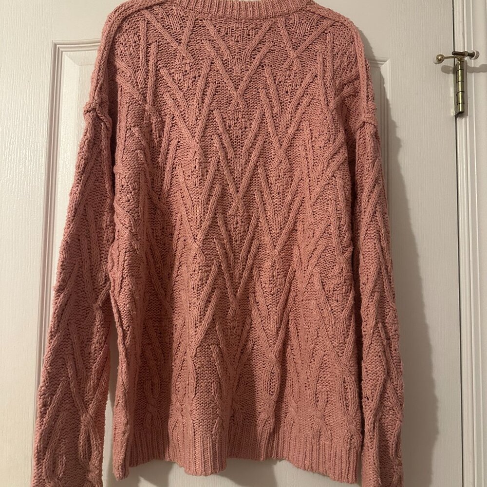 Free People Isa Cable Knit Tunic Sweater Pink S - Picture 4 of 4